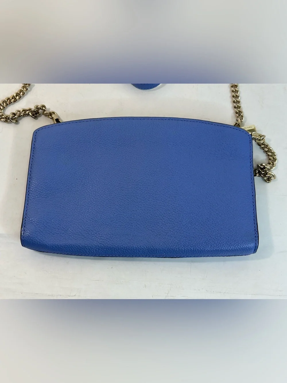 Kate Spade New York Margaux Crossbody in Blue Leather with Chain Strap